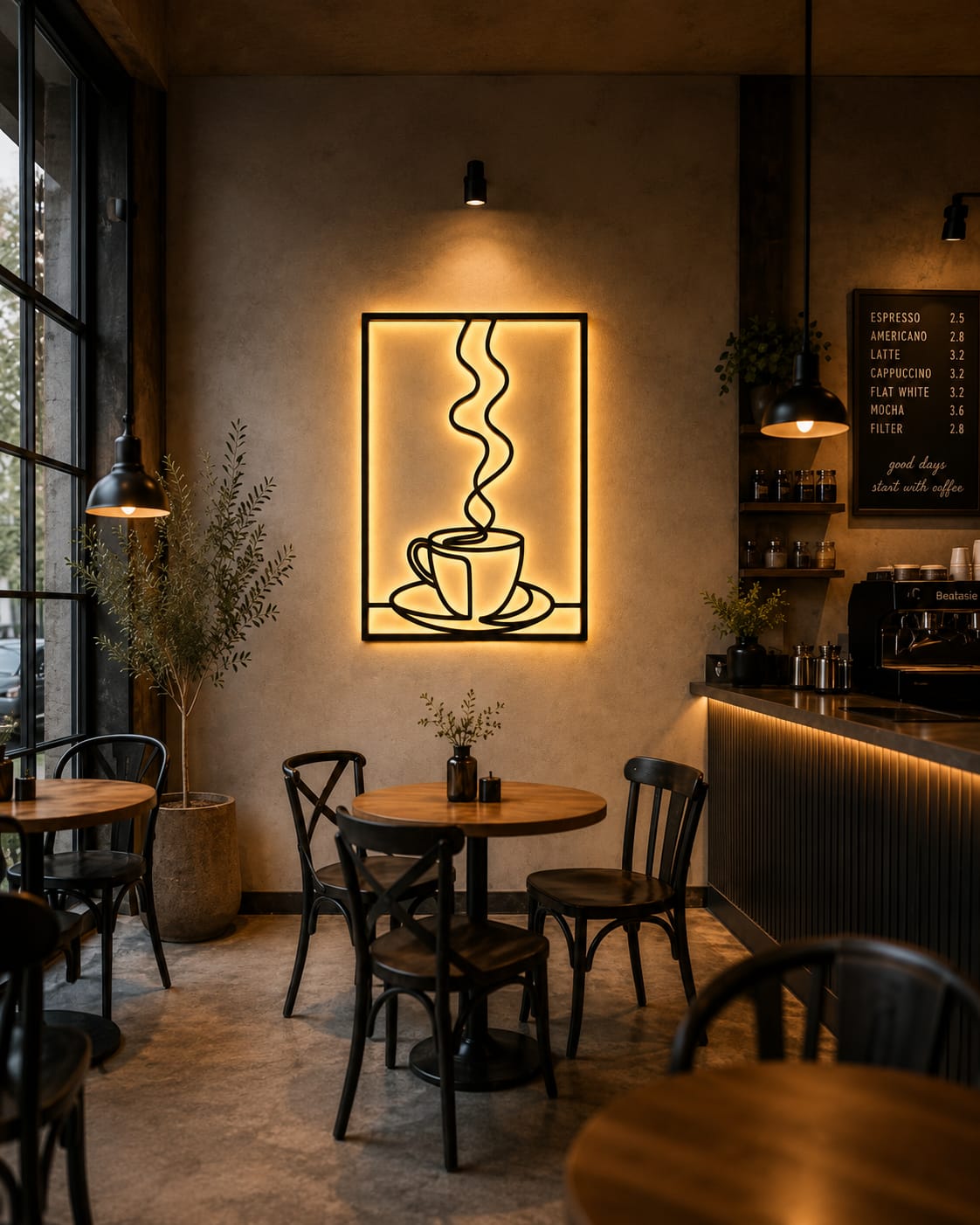 Coffee Aroma LED Metal Wall Art