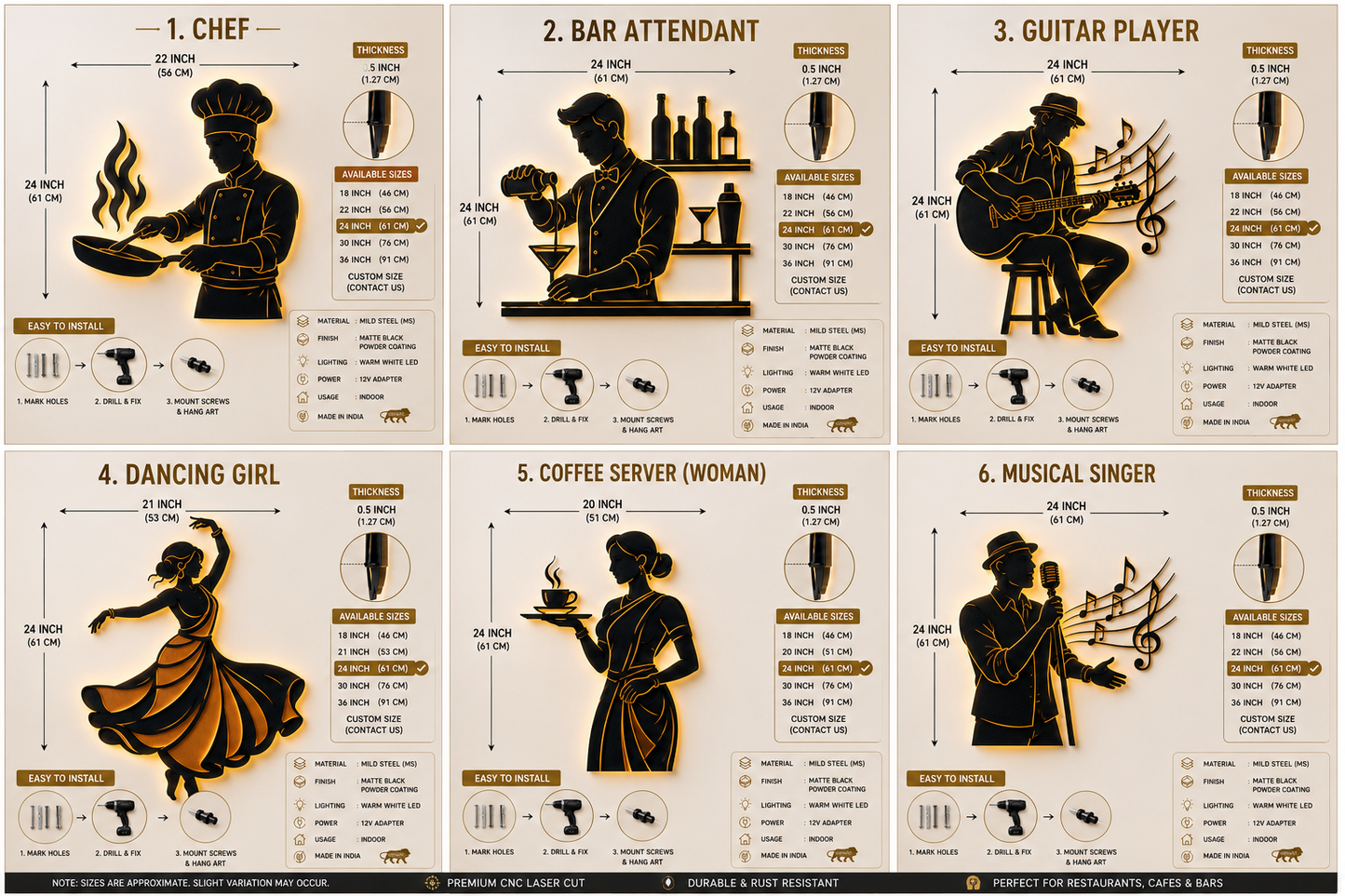 Restaurant Style- CNC Laser Cut Mild Steel Wall Decor