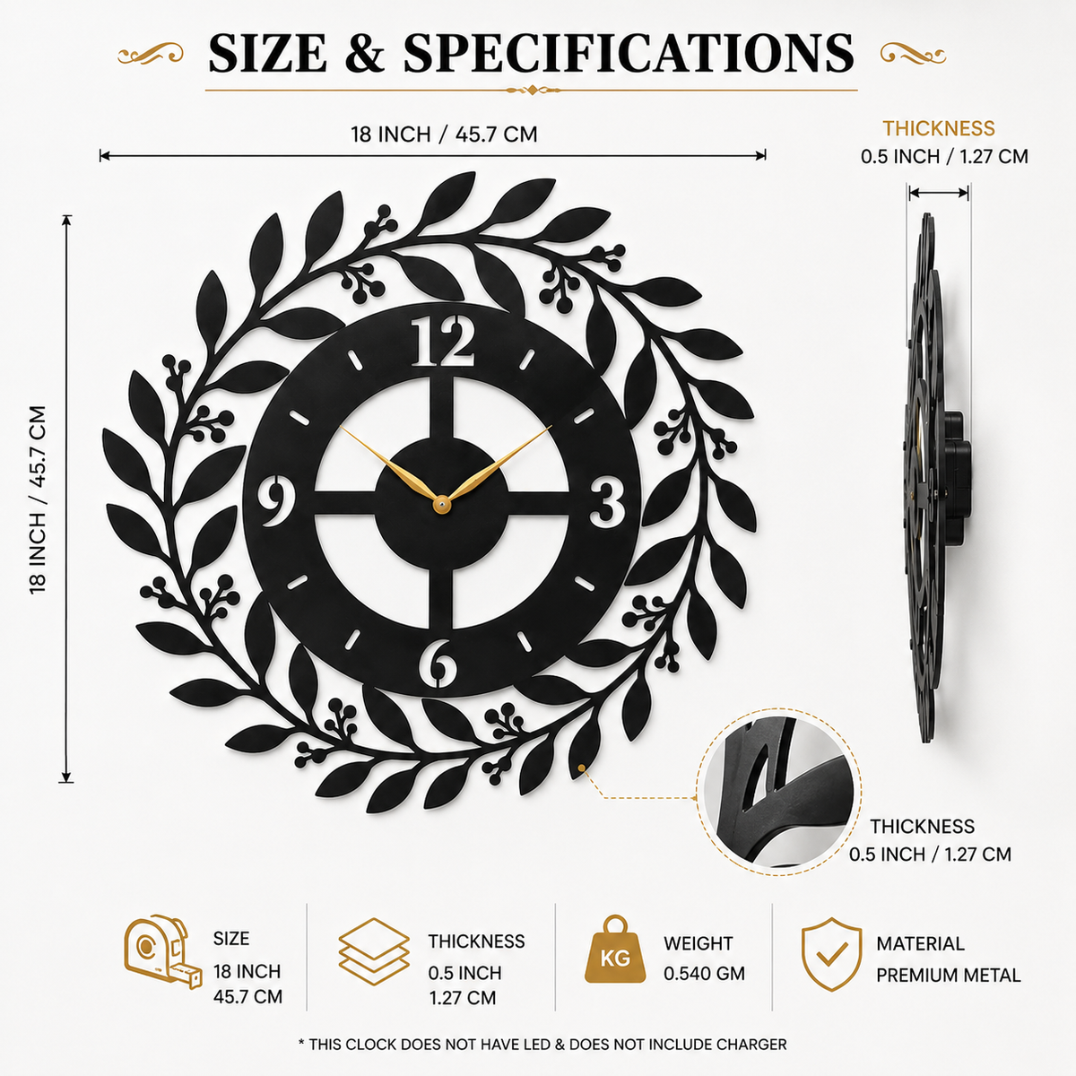 Onur Decors Decorative Metal Wall Clock