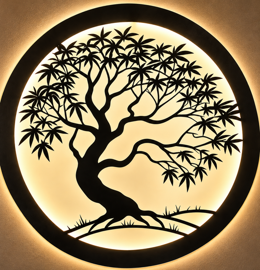 Backlit Bonsai Tree Metal Wall Decor