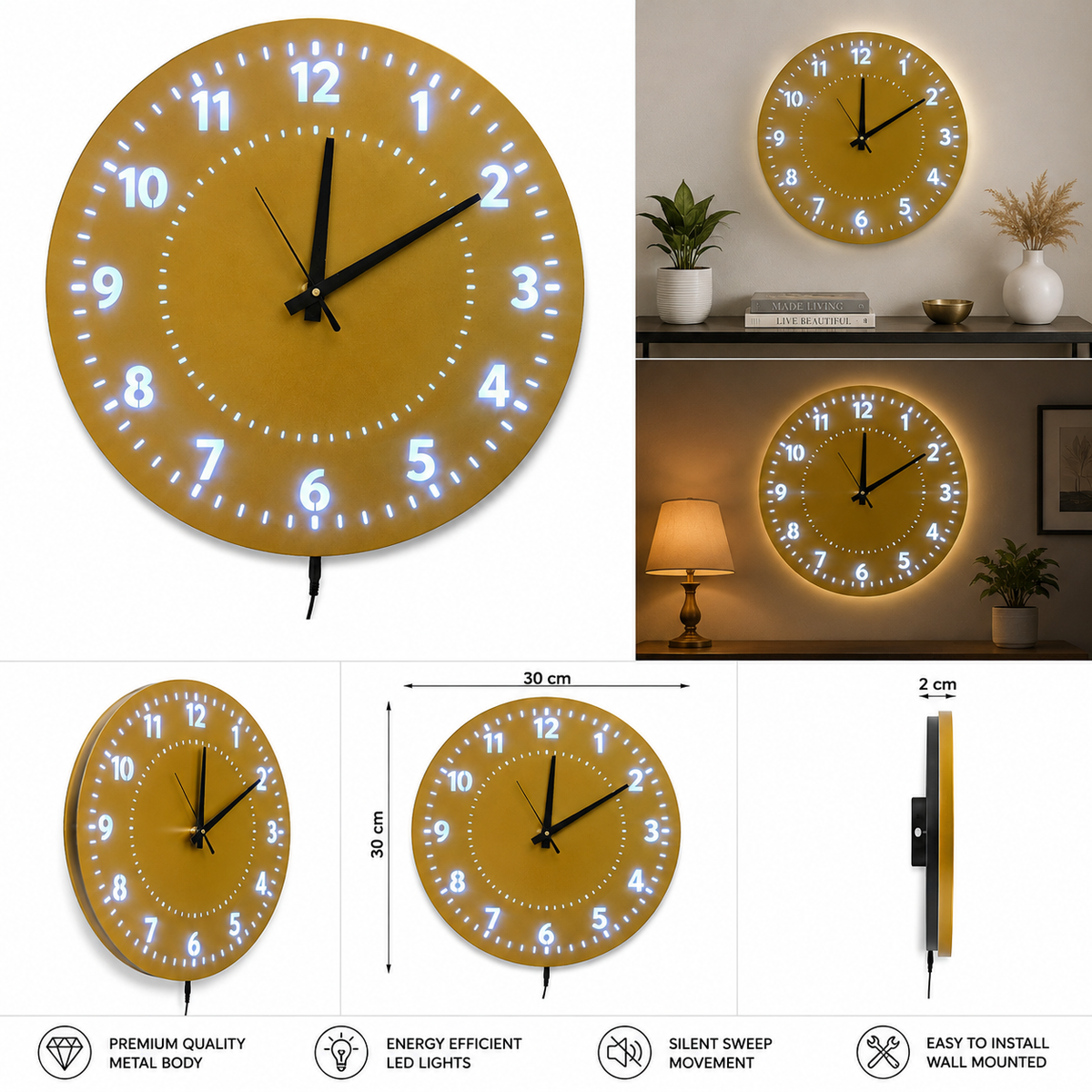 Minimalist Golden Wall Clock