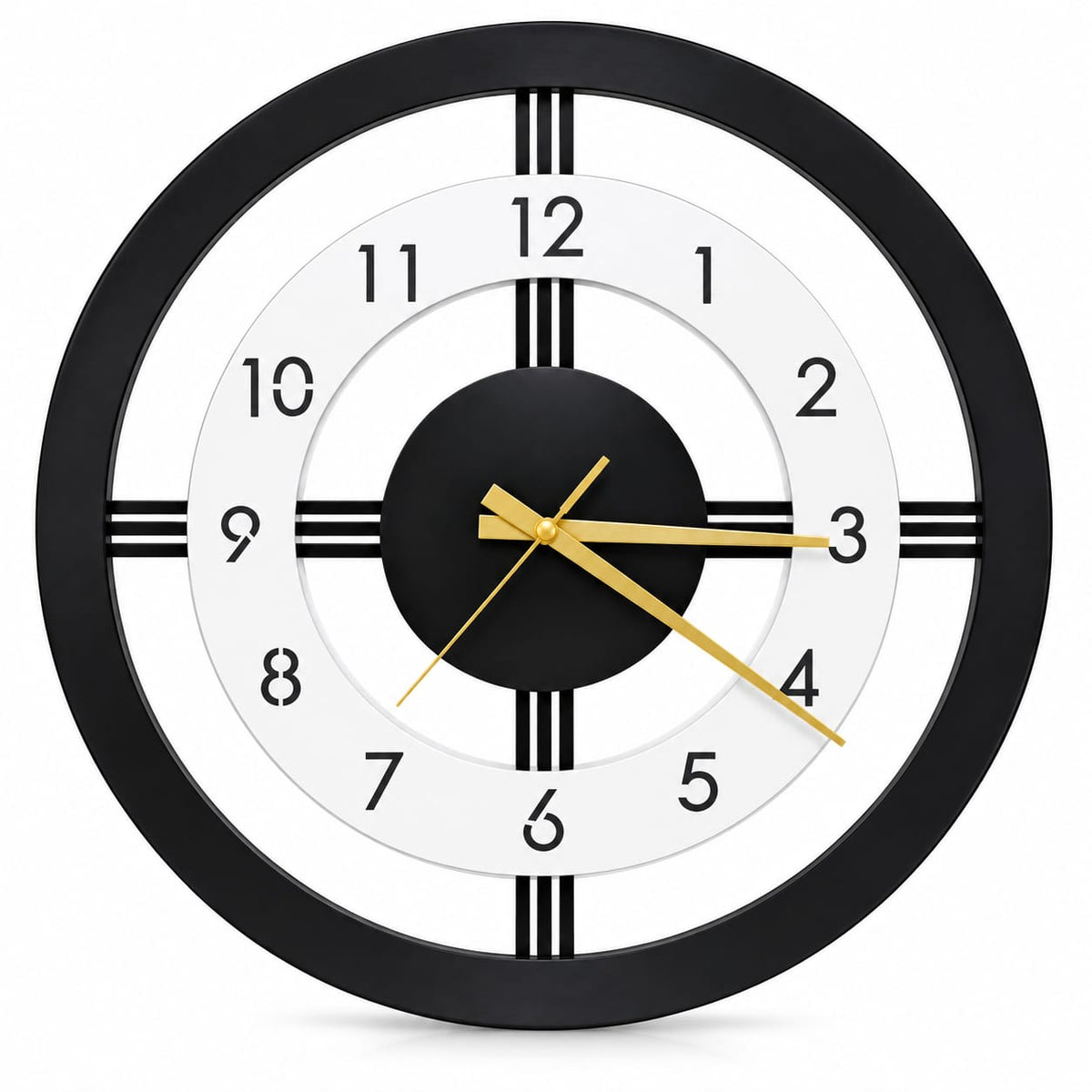 Modern Black & Gold Metal Wall Clock