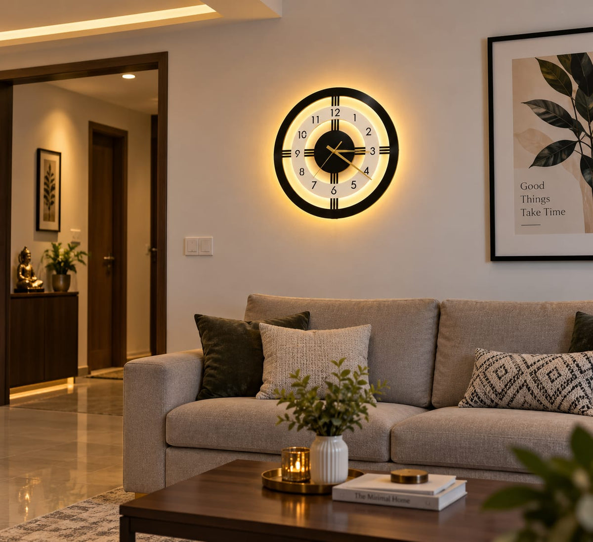 Modern Black & Gold Metal Wall Clock