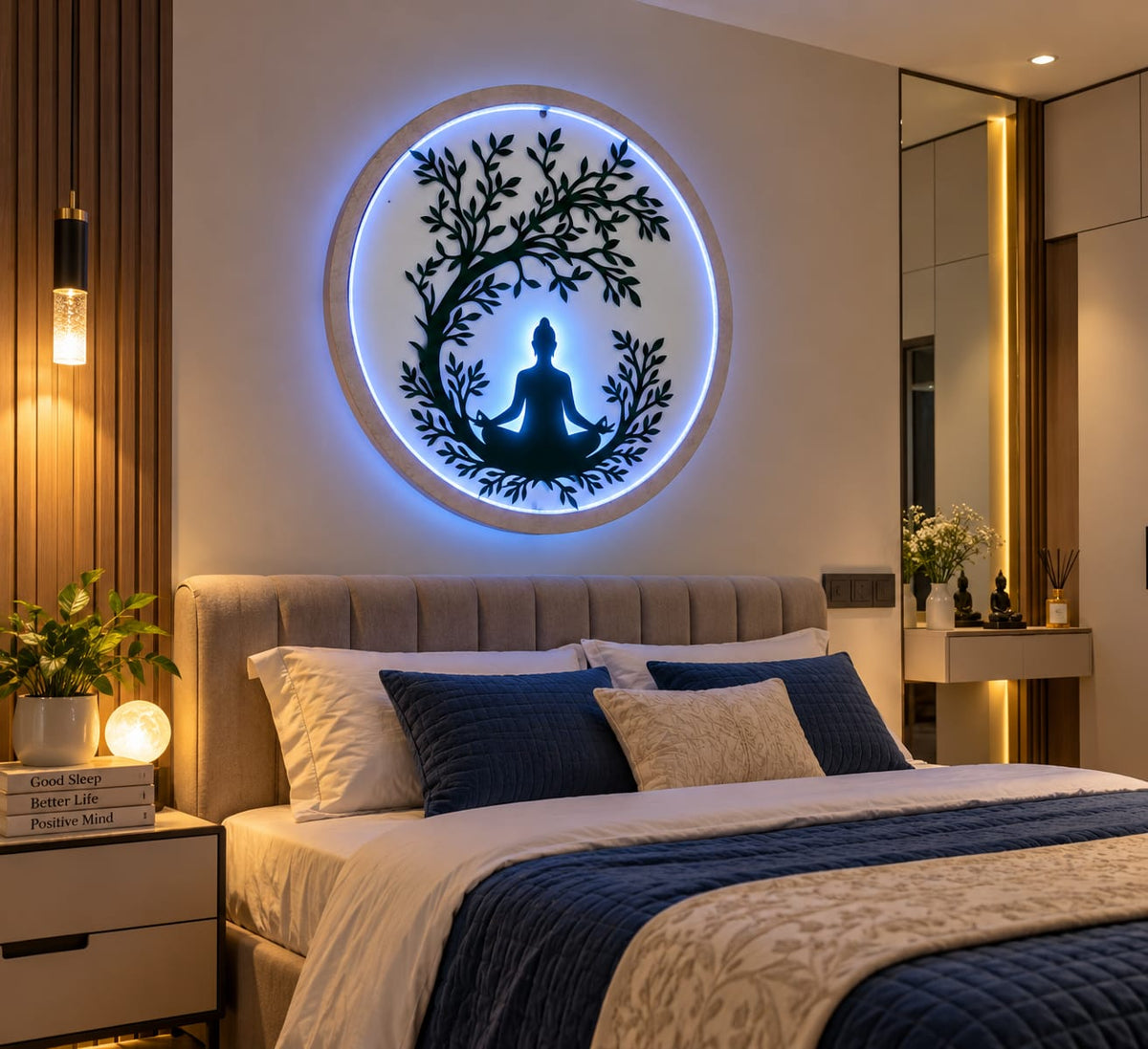 Meditation Buddha & Tree of Life Metal Wall Décor