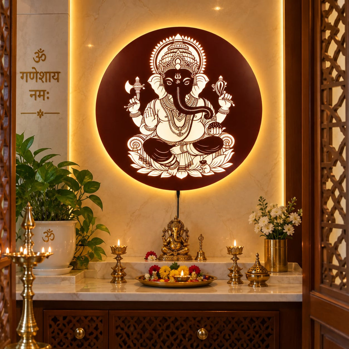 Lord Ganesha LED Metal Wall Décor