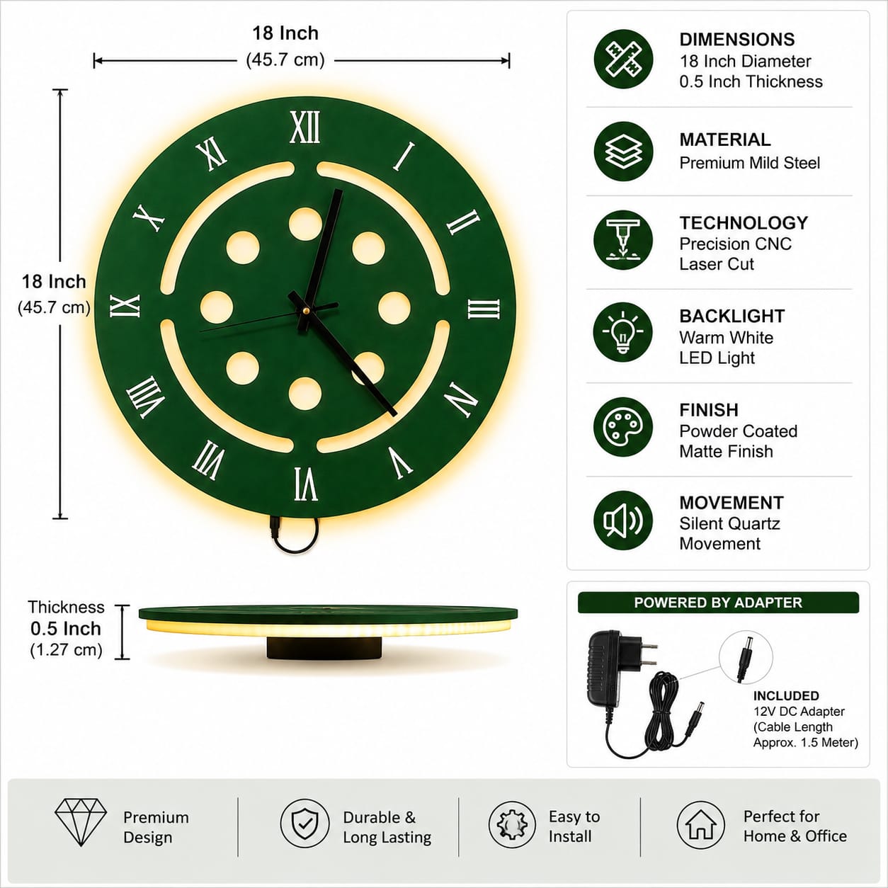 Modern Roman LED Wall Clock