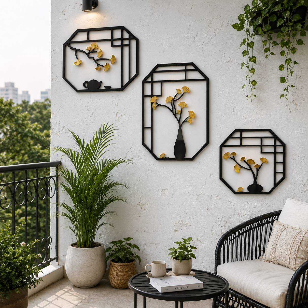 Modern Botanical Metal Wall Art – Set of 3
