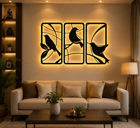 3 Piece Birds Metal Wall Art