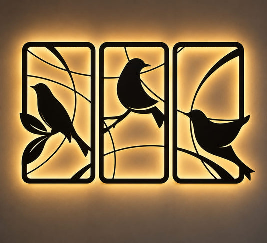 3 Piece Birds Metal Wall Art