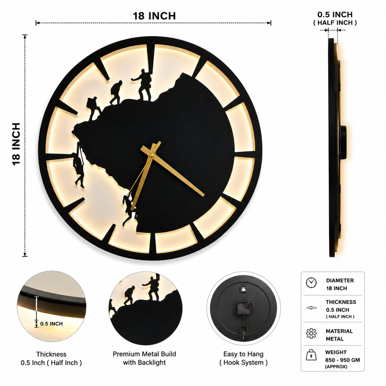 Summit Climber LED Wall Clock