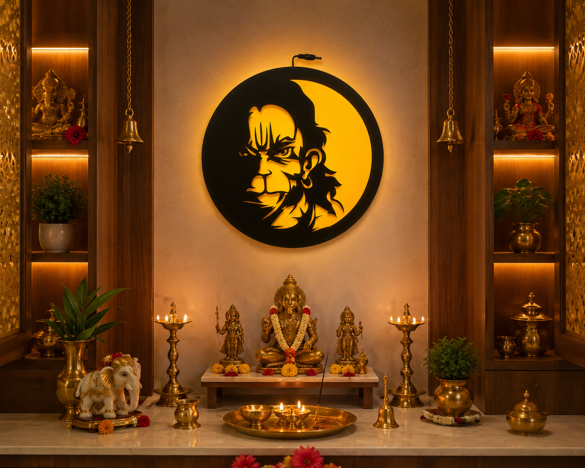 Yellow Veer Hanuman Metal Wall Decor