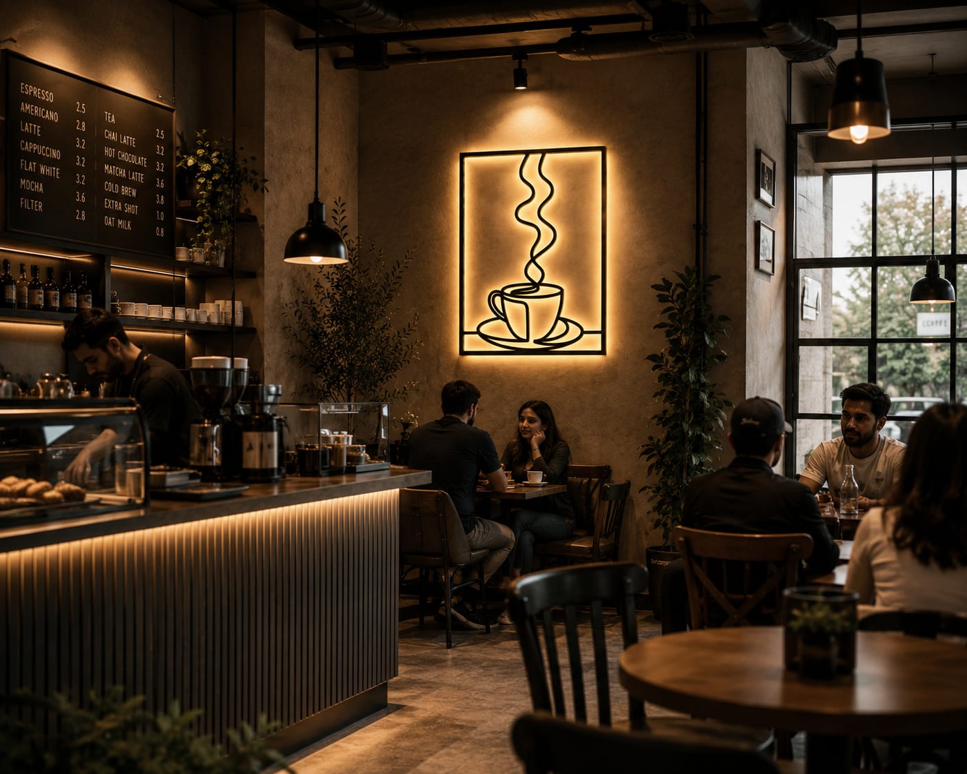 Coffee Aroma LED Metal Wall Art