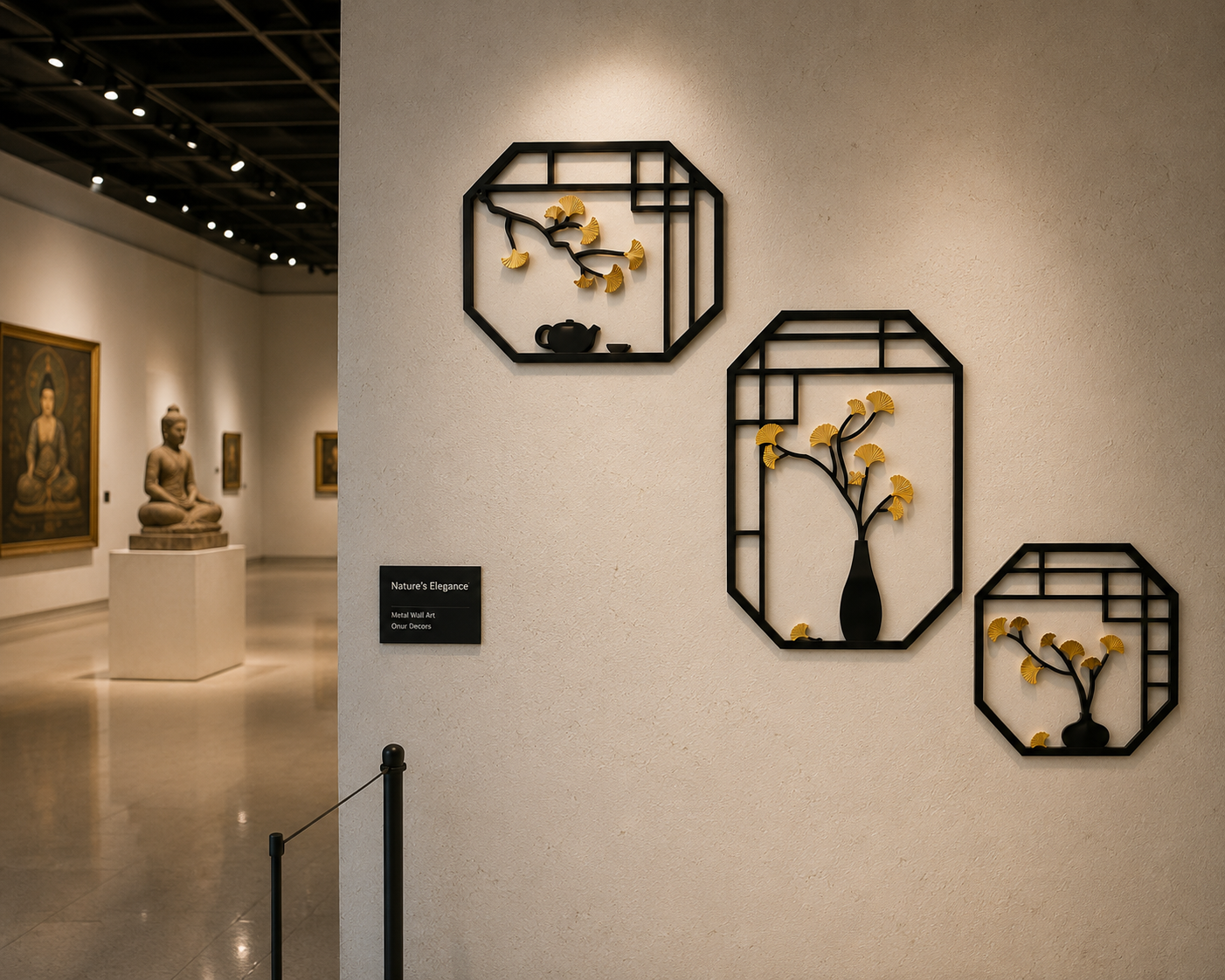 Modern Botanical Metal Wall Art – Set of 3