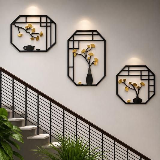 Modern Botanical Metal Wall Art – Set of 3